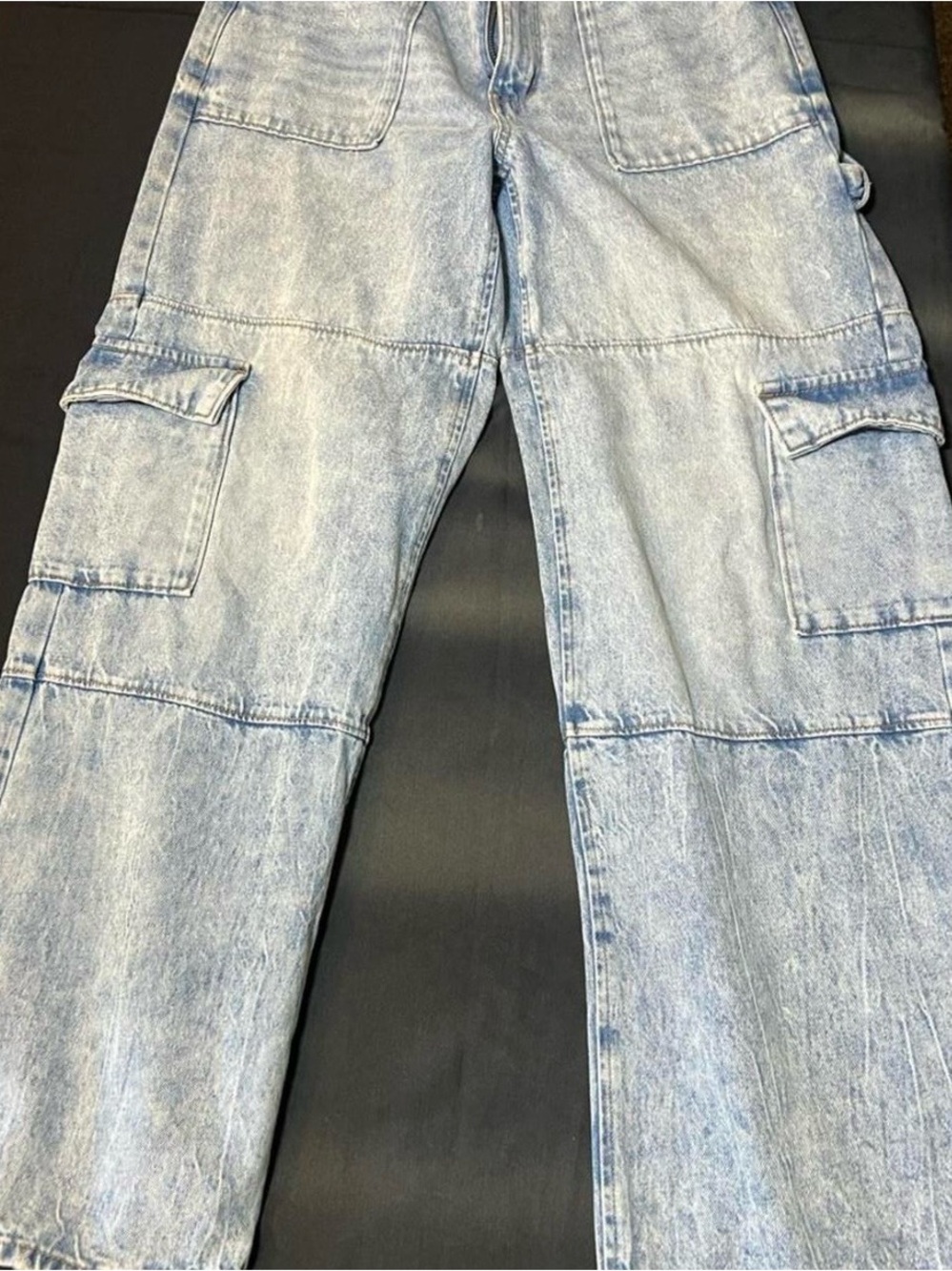 Women’s Light Blue Washed Cargo Jeans